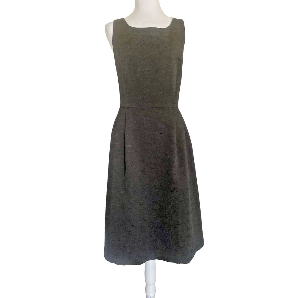 Lands’ End Black Dress Sleeveless Cotton Blend Pockets Summer Basic M (10)